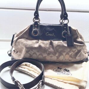 Coach Signature gold/Beige and Black Satchel